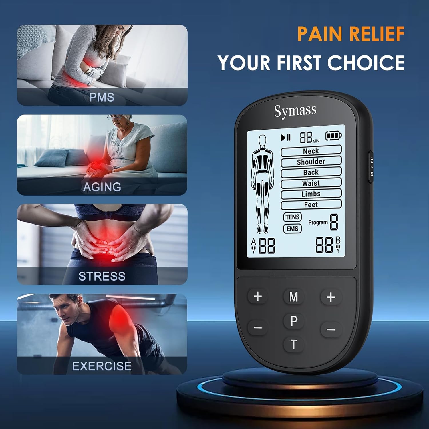 TENS Unit Muscle Stimulator Dual Channel EMS Massager with 24 Modes, 10 Pads

