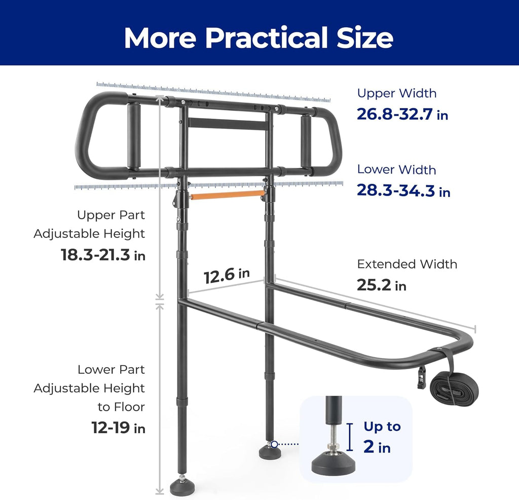 Bed Safety Assist Rail for Elderly Adults with Adjustable Height and LED Night Light

