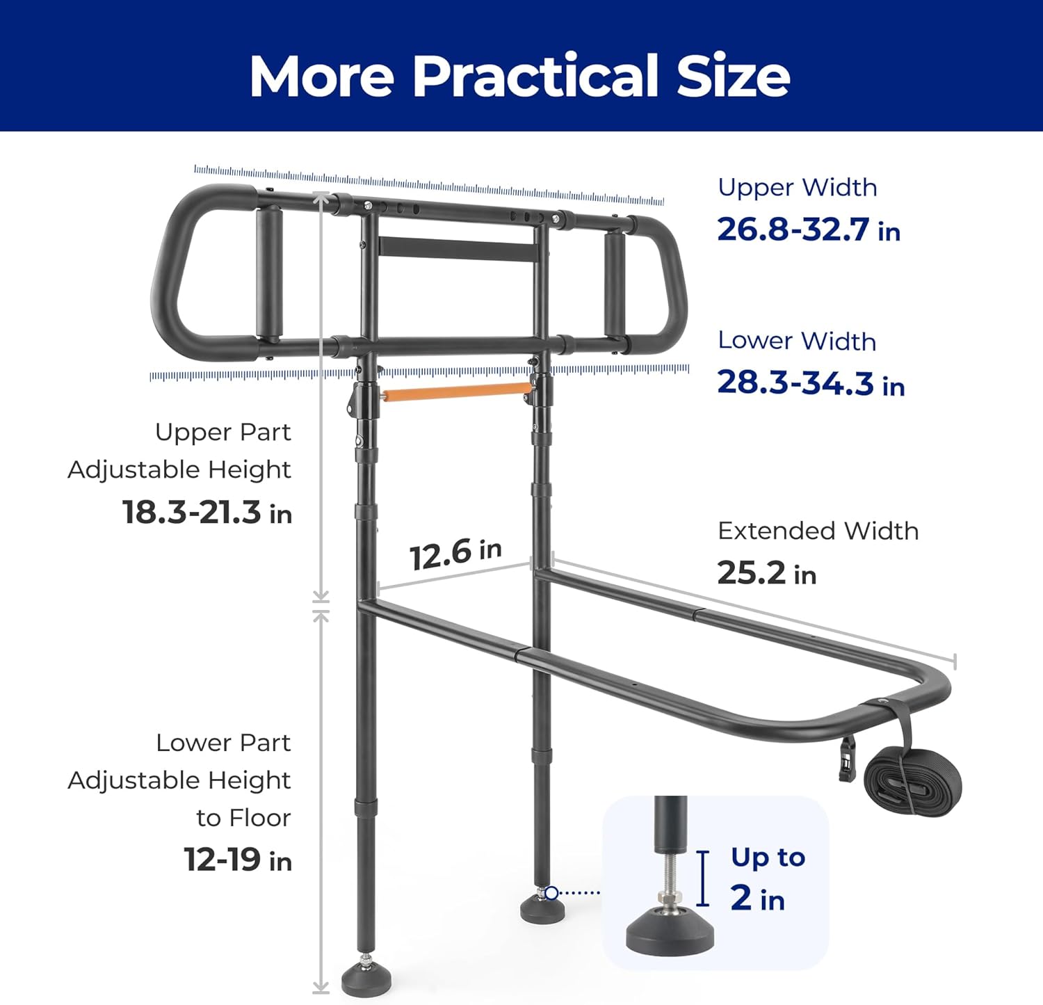 Bed Safety Assist Rail for Elderly Adults with Adjustable Height and LED Night Light

