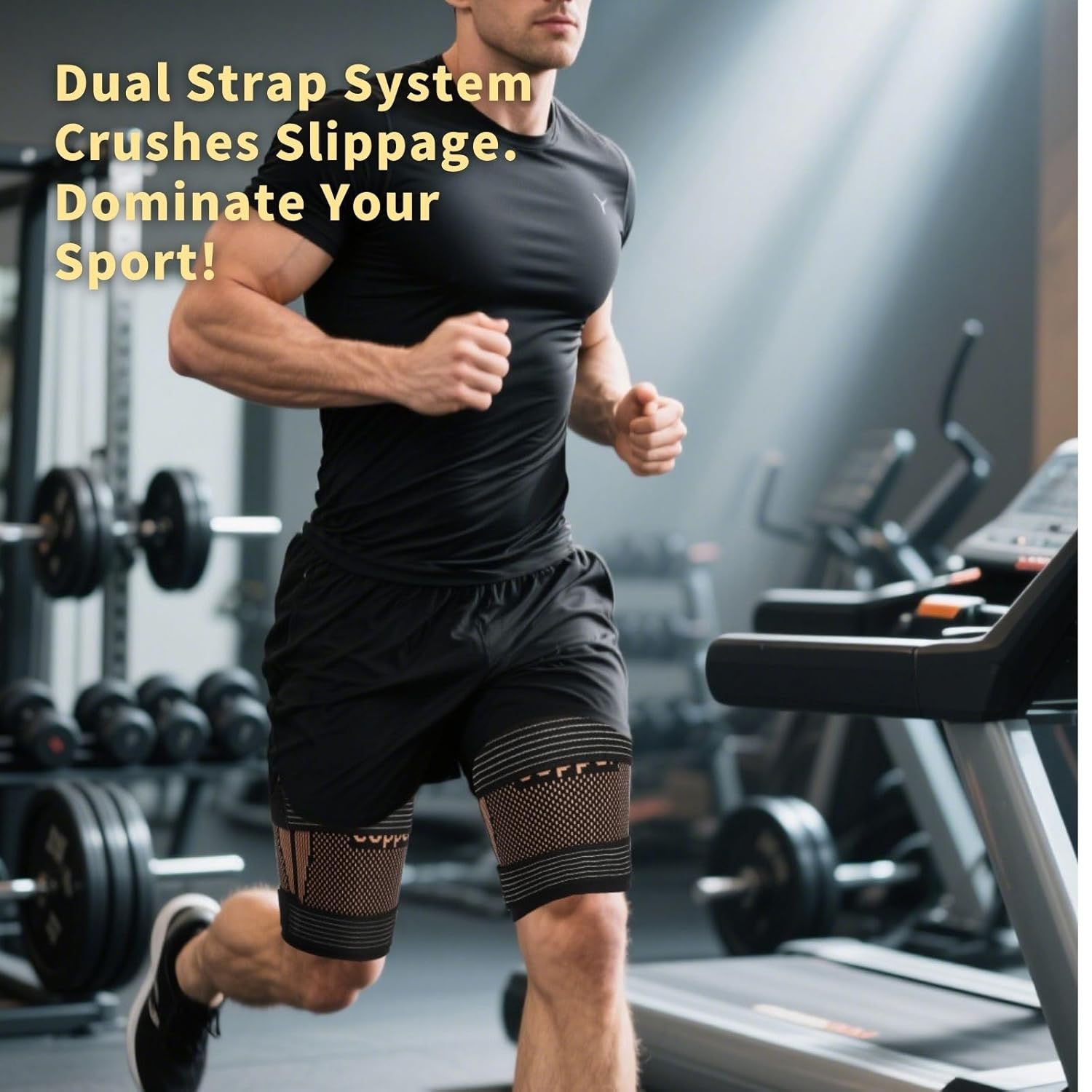 Hamstring Compression Sleeve with Adjustable Straps, Copper-Infused Thigh Support

