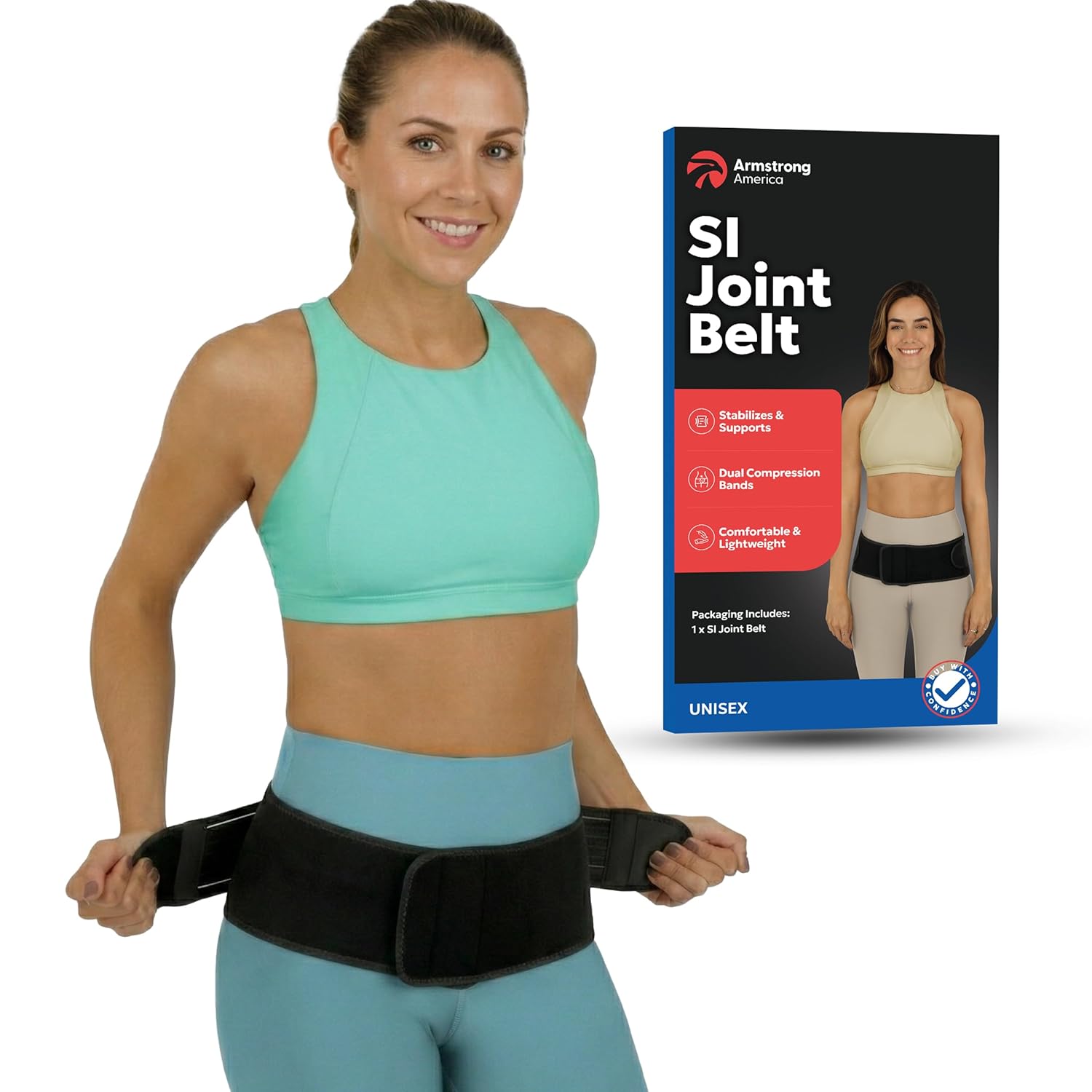 Armstrong America SI Belt Sacroiliac and Sciatica Support Brace for Lower Back Pain

