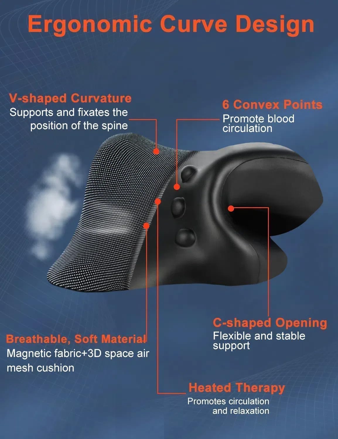 Wireless Heated Neck Stretcher, Cervical Traction Device with Heating Pad

