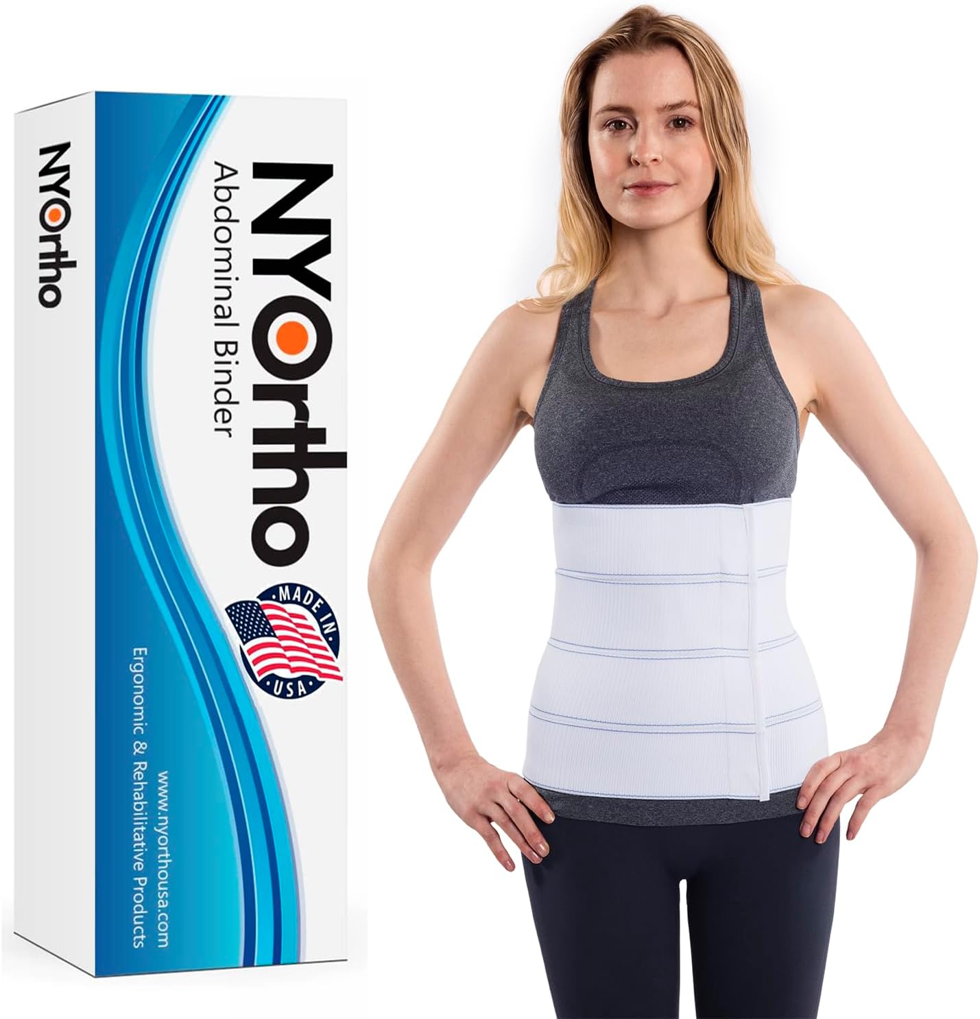 NYOrtho Abdominal Binder Lower Waist Support Belt Compression Wrap for Men and Women

