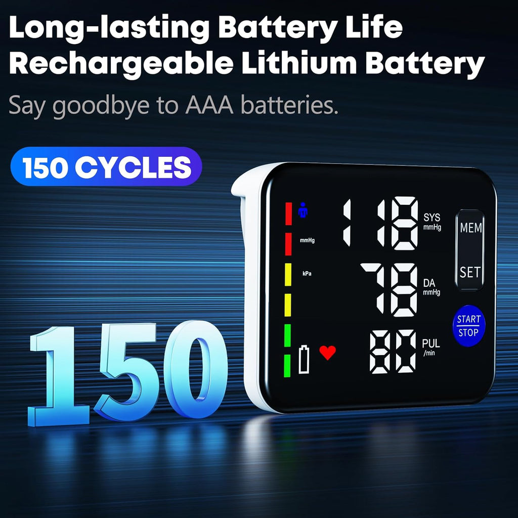 Upper Arm Blood Pressure Monitor for Home Use, Rechargeable, Voice, Large Screen

