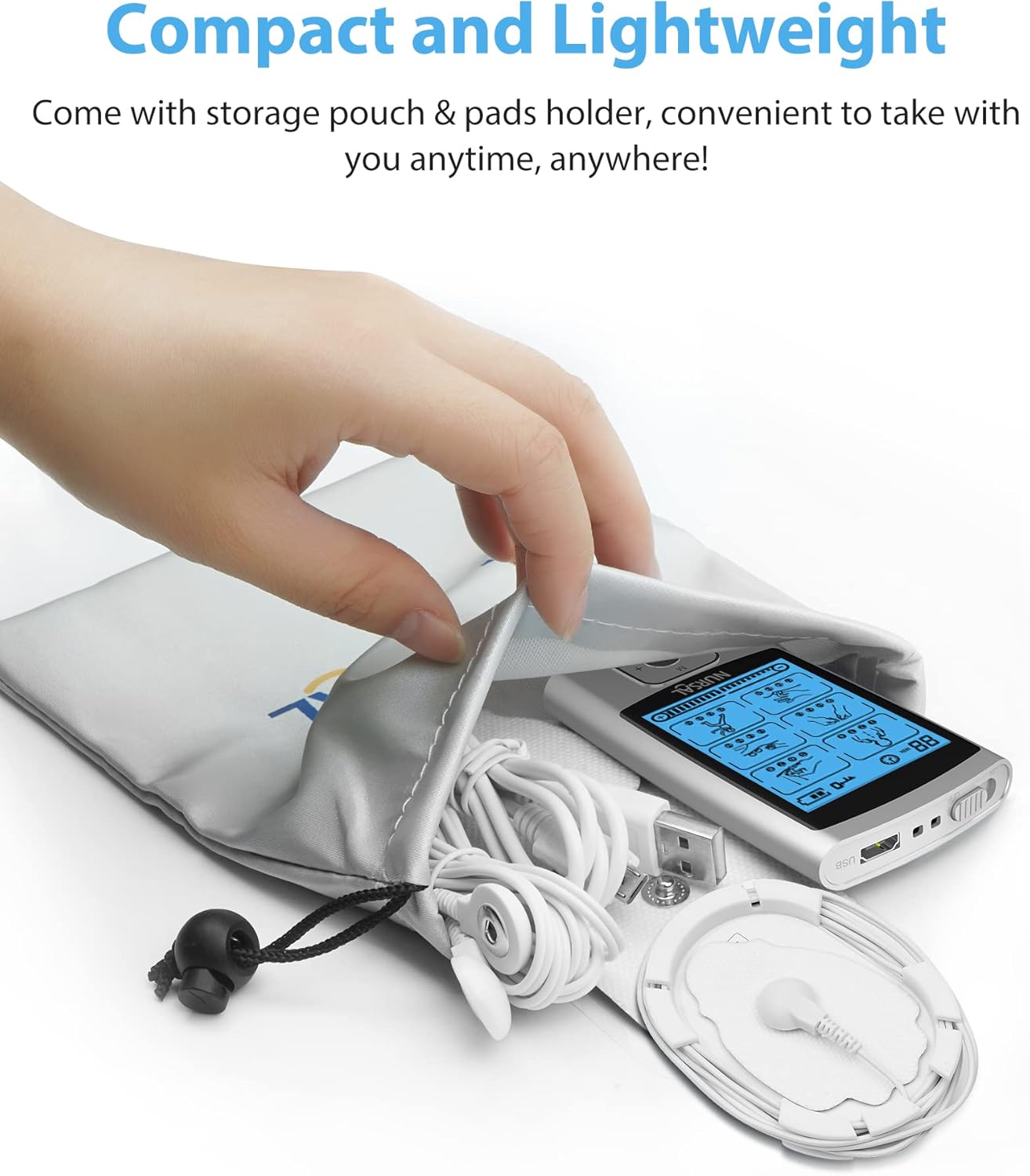NURSAL 24 Modes TENS EMS Muscle Stimulator Rechargeable Electronic Pulse Massager

