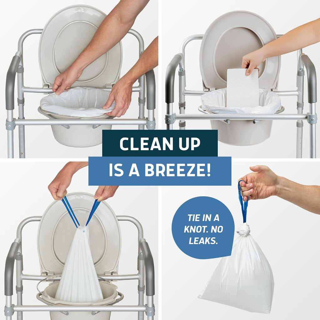 Lunderg Commode Liners with Absorbent Pads, Disposable Bedside Commode Pads

