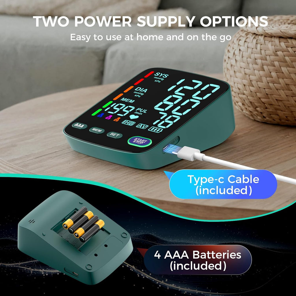 FYES Automatic Upper Arm Blood Pressure Monitor with Large LED Display, USB Charging

