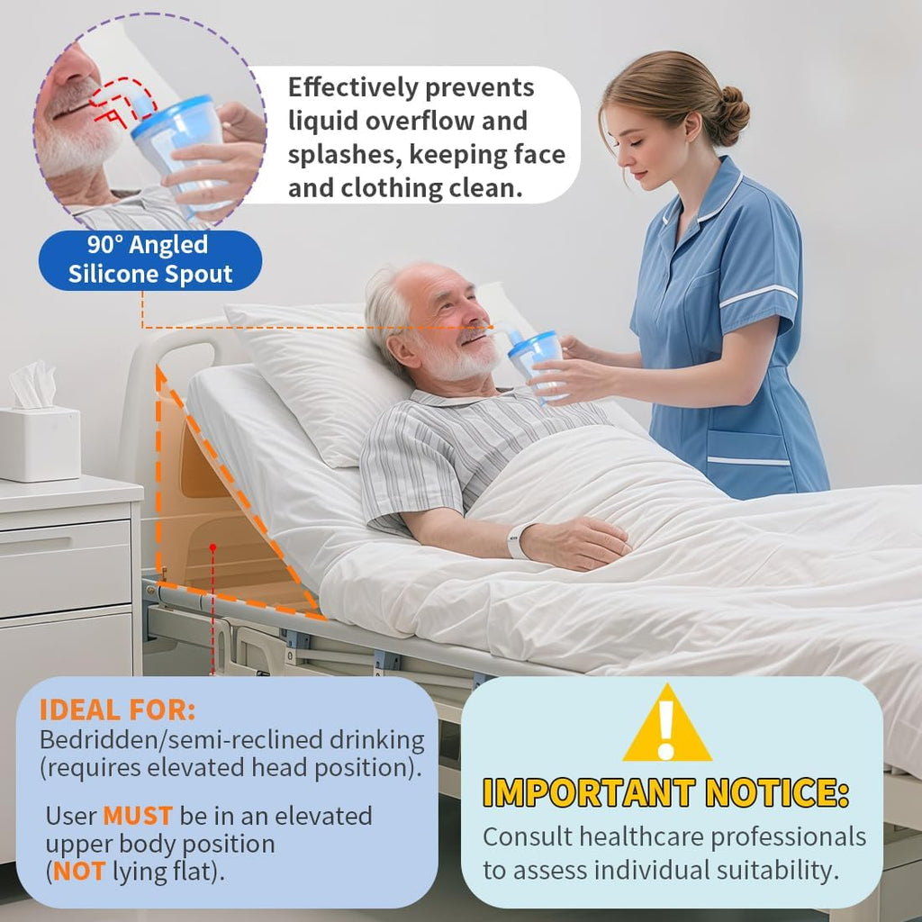 EZSLINGGLIDE Dysphagia Regulating Drinking Cup, Spill-Proof Adaptive Cup for Adults

