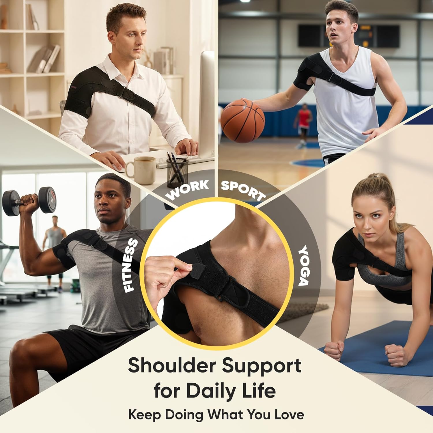 Shoulder Brace for Rotator Cuff Support Compression Sleeve Adjustable

