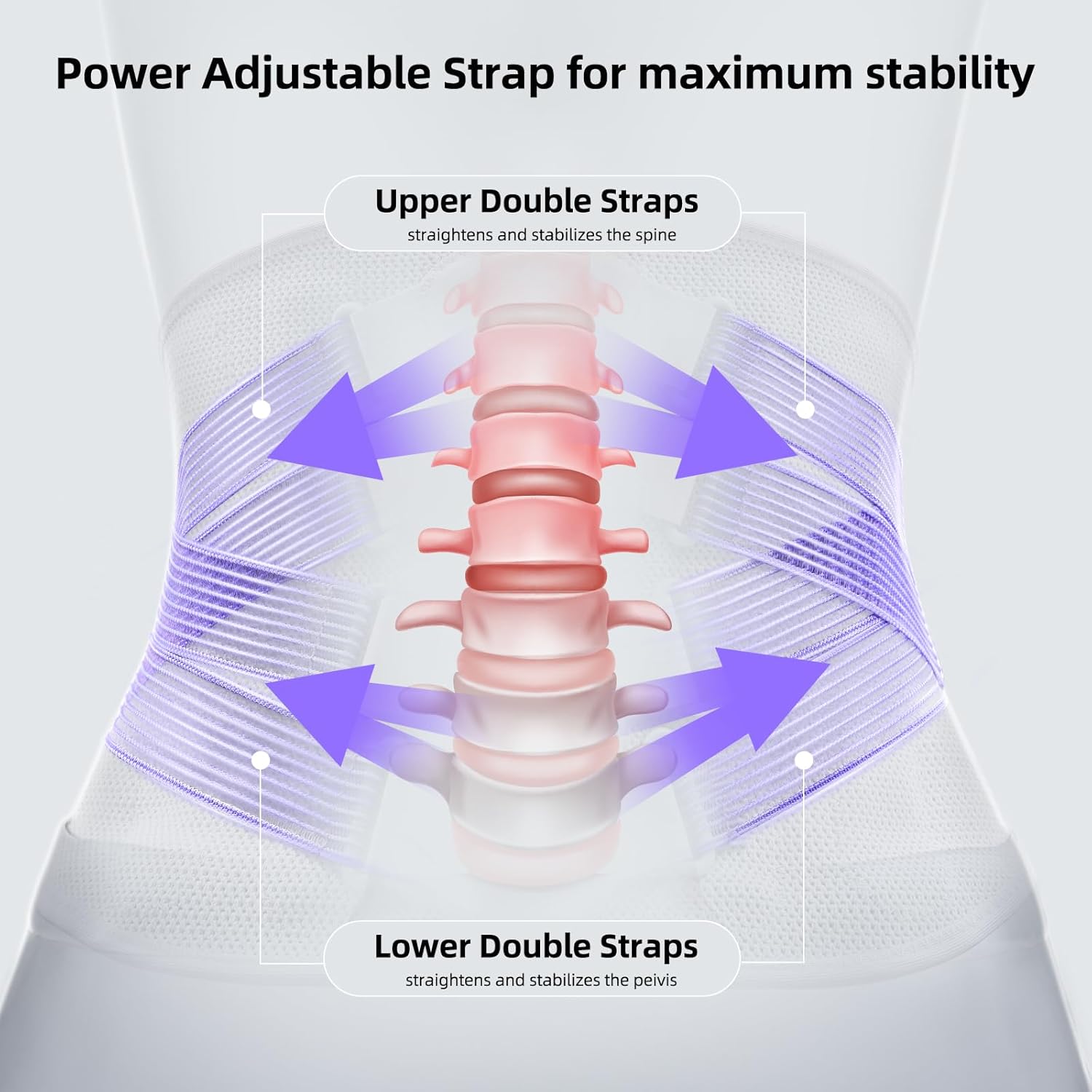 FREETOO Back Brace for Lower Back Pain, Adjustable Breathable Lumbar Support

