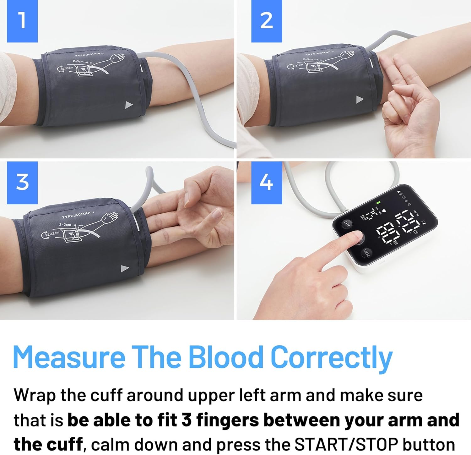 Upper Arm Blood Pressure Monitor Kit, Adjustable Cuff, LED Backlit Display, 2 Users

