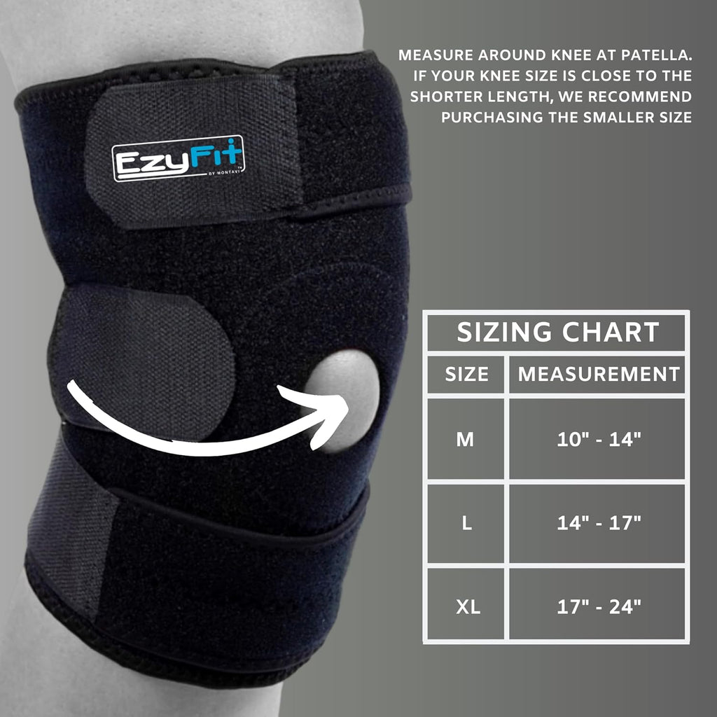 EzyFit Adjustable Knee Brace for Arthritis, ACL & Meniscus Tear with Dual Side Stabilizers


