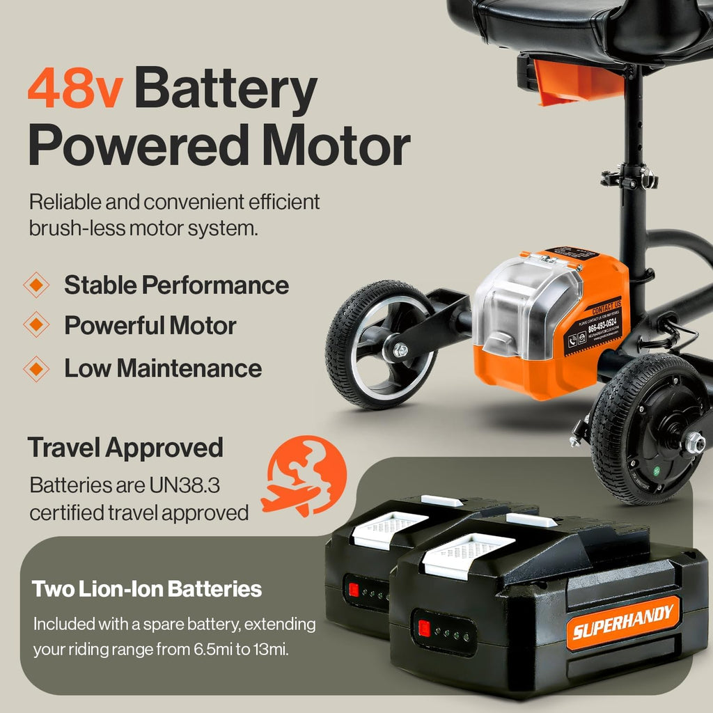 SuperHandy Passport Foldable 3-Wheel Mobility Scooter for Adults, 13 Mile Range

