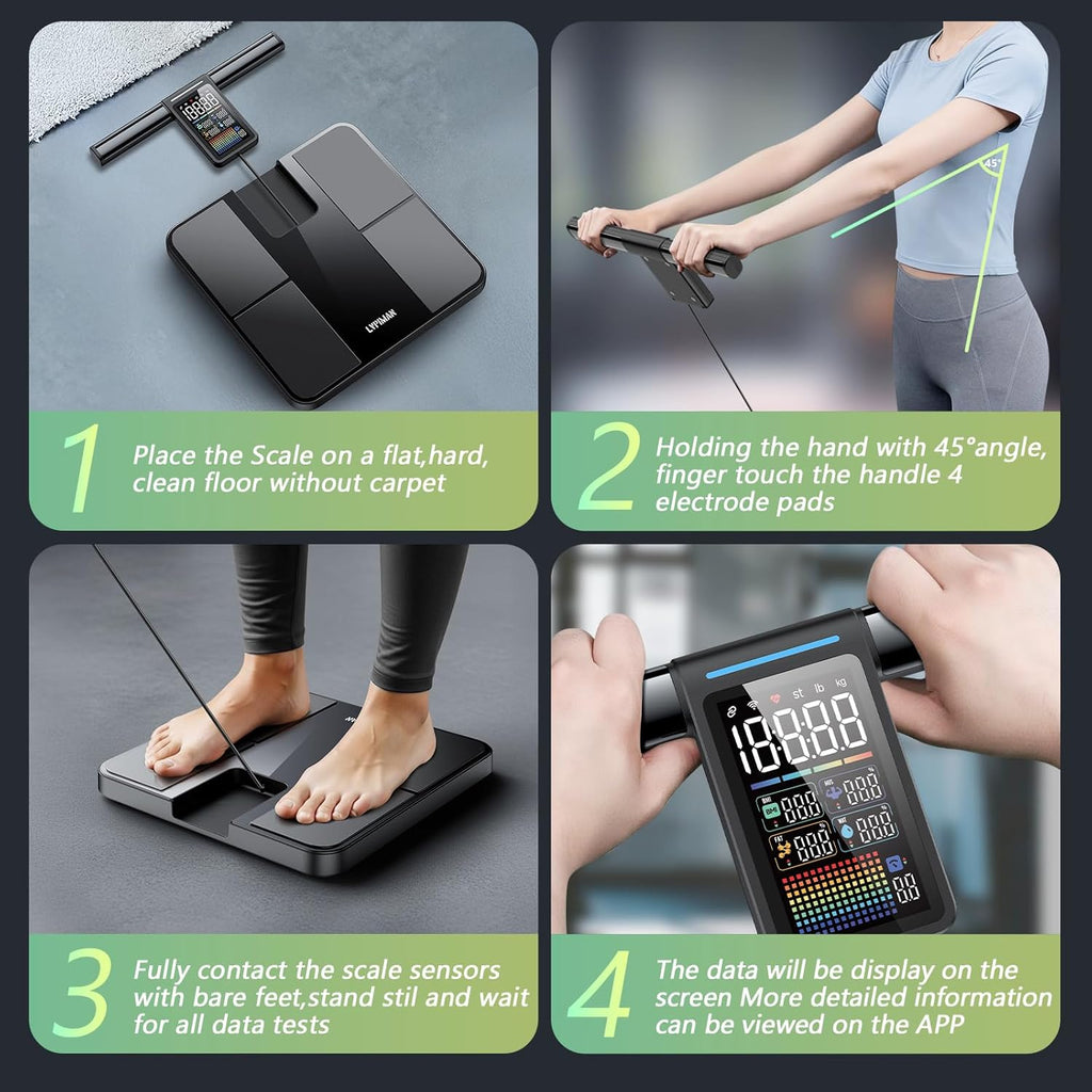 LVPIMAN Smart WiFi Body Fat Scale with 8 Electrodes, Body Composition Metrics

