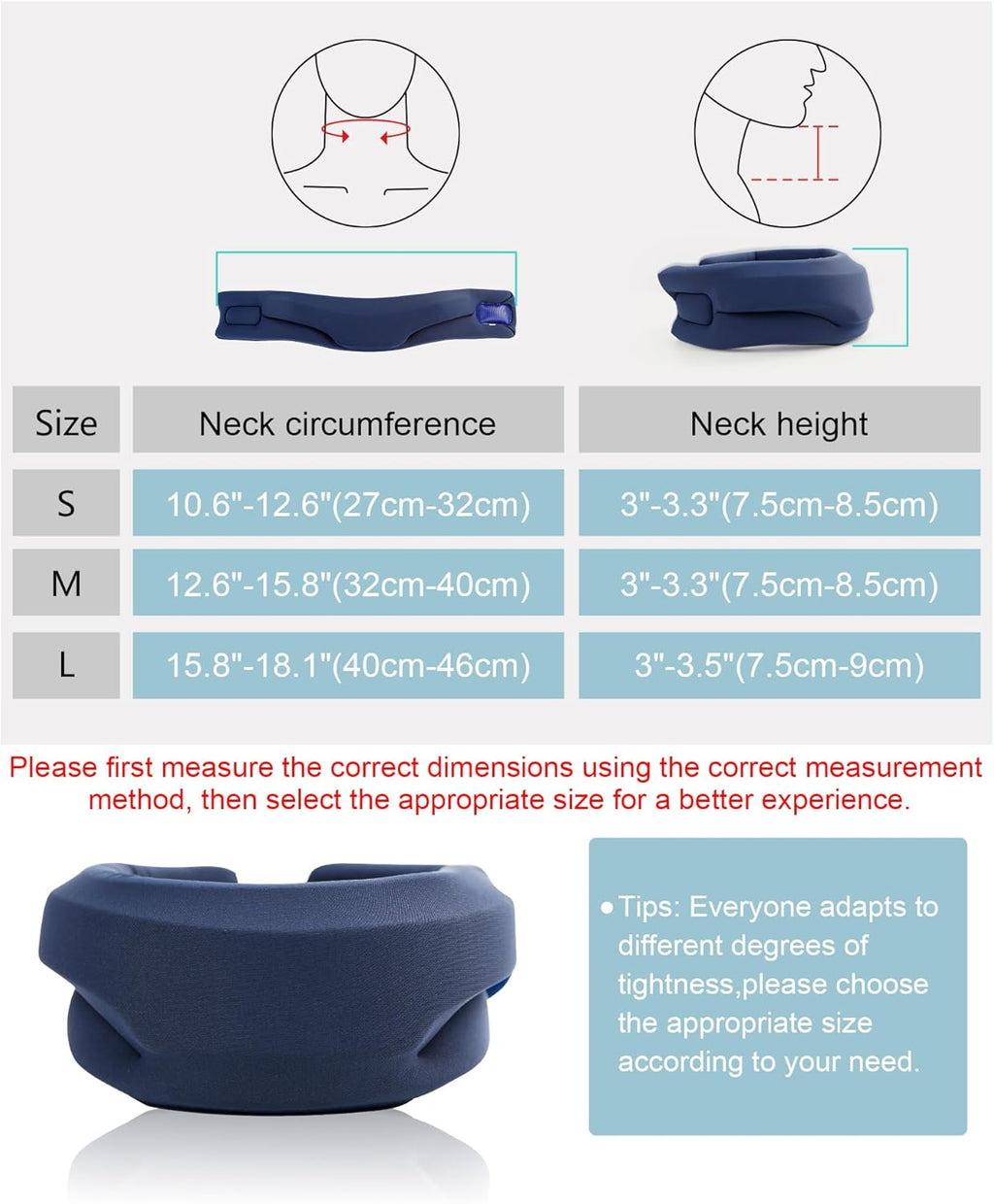Neck Brace for Sleeping Cervical Collar Support Soft Foam Wrap for Neck Pain Relief


