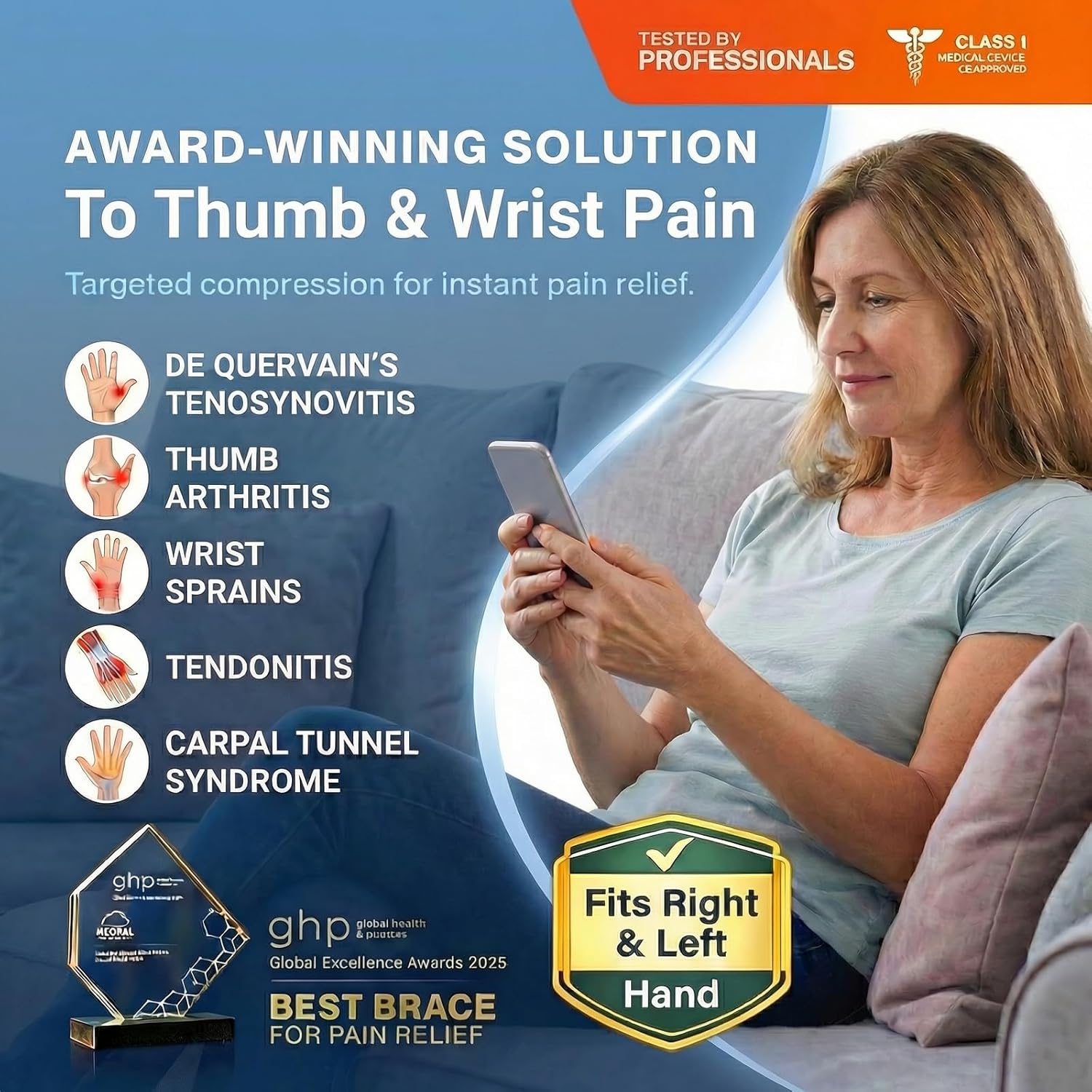 Thumb Spica Splint Brace with Adjustable Straps for De Quervain’s Thumb Pain

