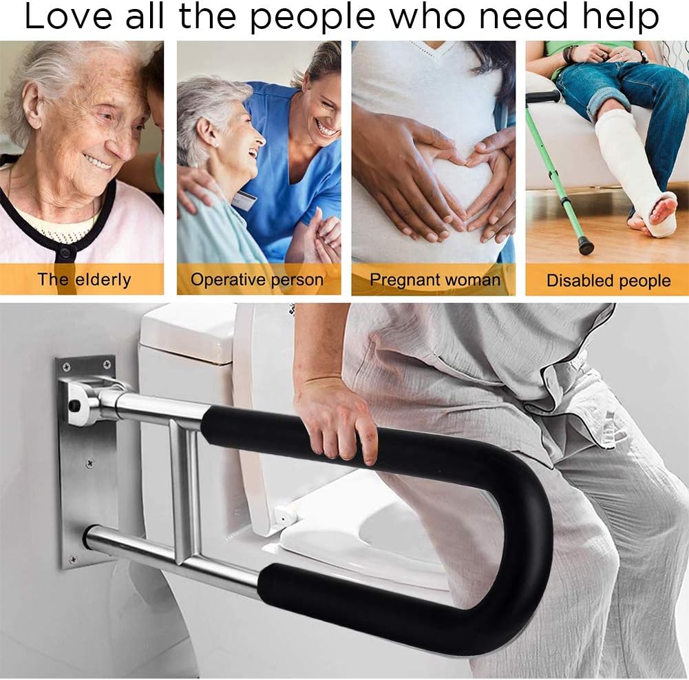 Handicap Grab Bar Rail 23.6 in Toilet Bathroom Safety Hand Support

