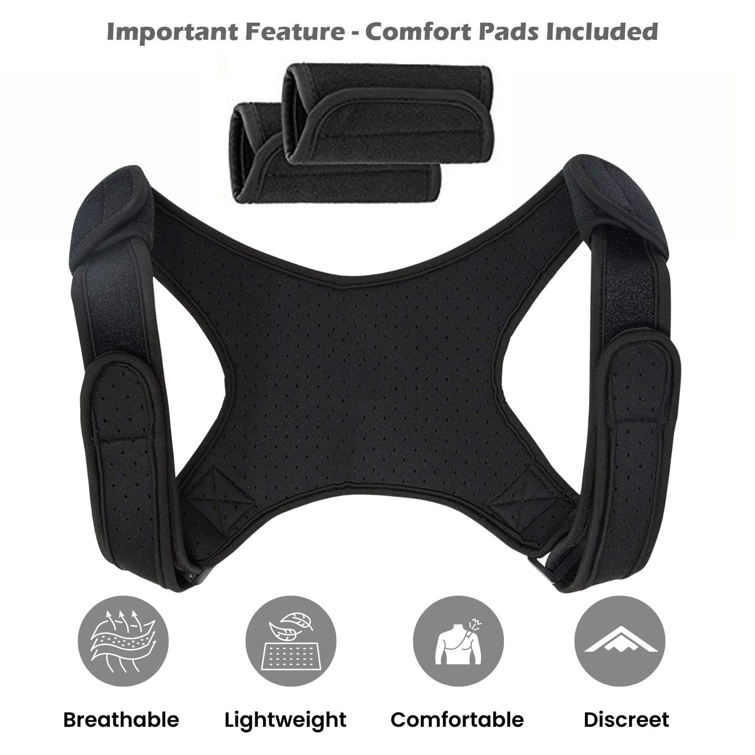 Adjustable Posture Corrector Brace for Men, Upper Back and Shoulder Support

