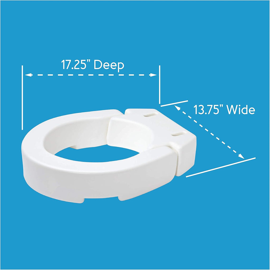 Carex Hinged Toilet Seat Riser, 3.5 in Height, 300 lb Capacity, Slip-Resistant

