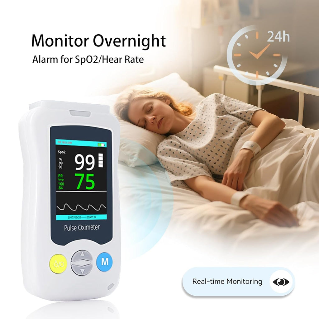 Fingertip Pulse Oximeter with Alarm, SpO2 Heart Rate Monitor, HD Display

