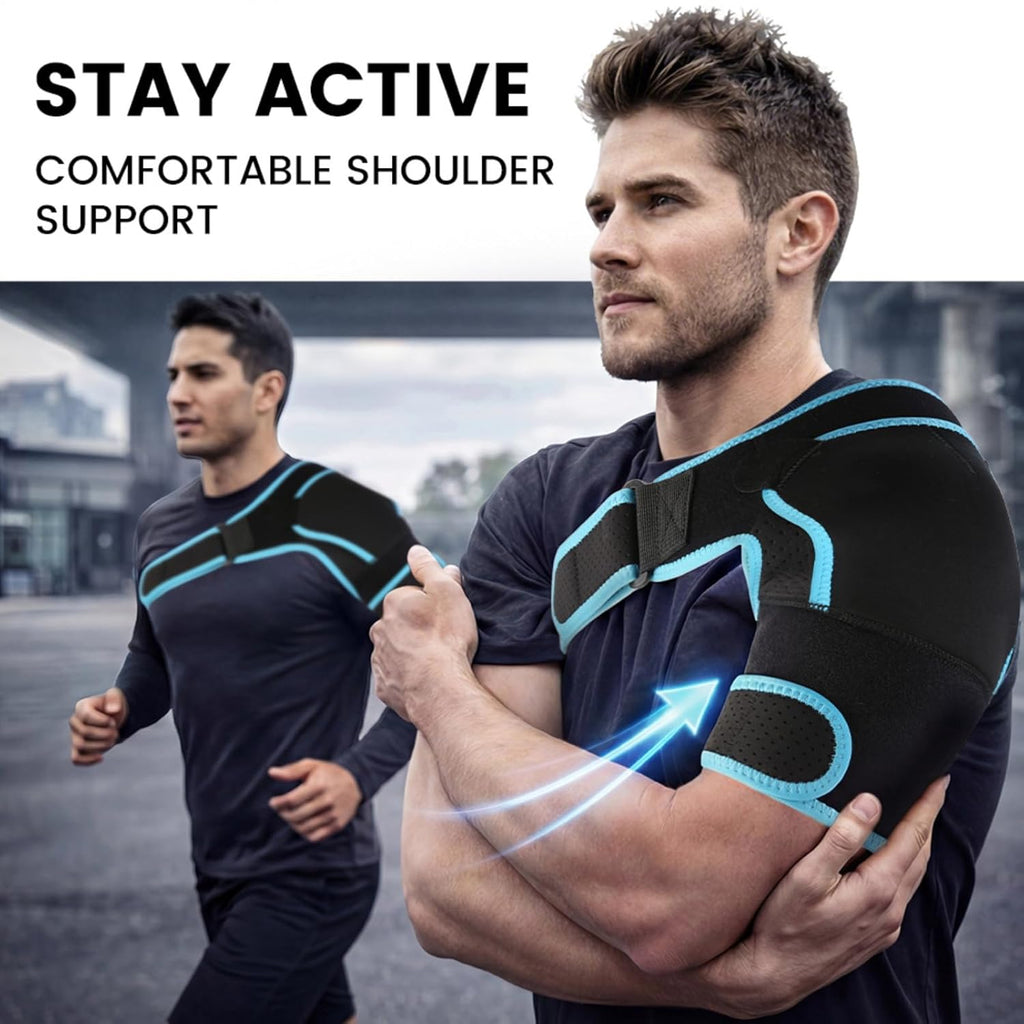 Shoulder Brace with Reusable Gel Ice Pack, Rotator Cuff Support Wrap for Cold & Hot

