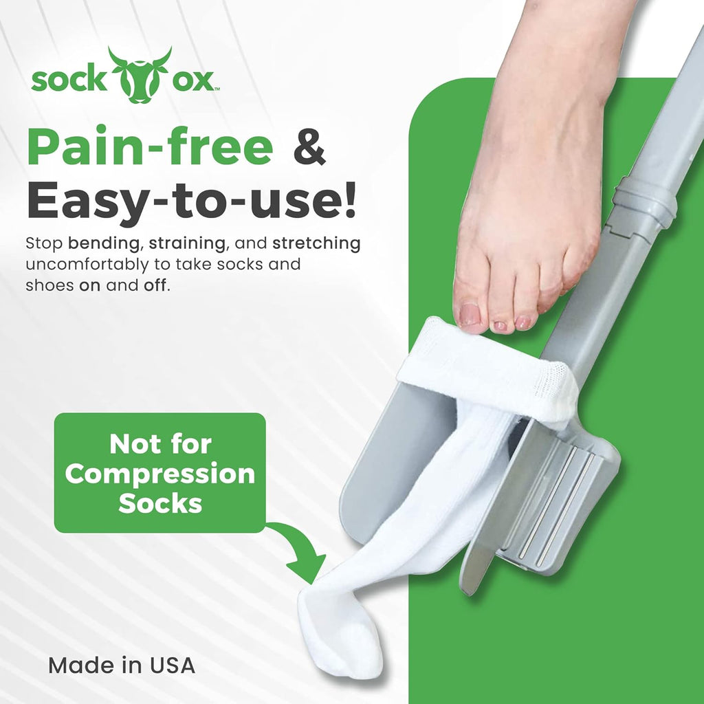Sock Ox Adjustable Sock Aid with Built-in Long Shoe Horn for Easy Dressing

