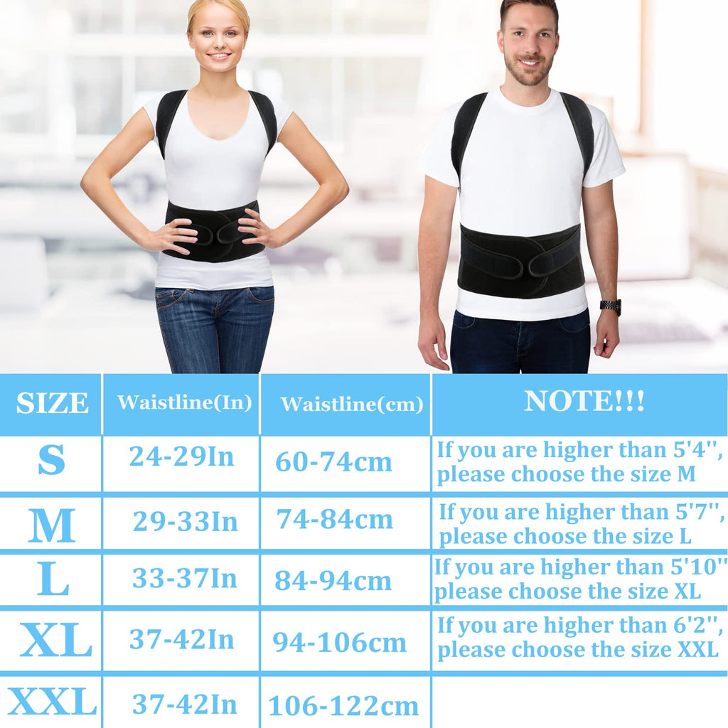 PAZAPO Posture Corrector Back Brace for Men and Women, Upper and Lower Lumbar Support

