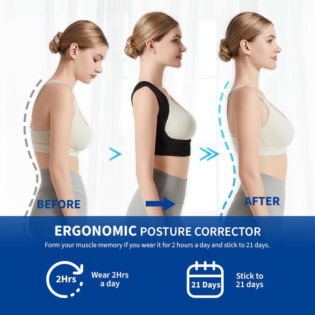 JMPOSE Posture Corrector Back Support Adjustable Shoulder Brace for Men and Women

