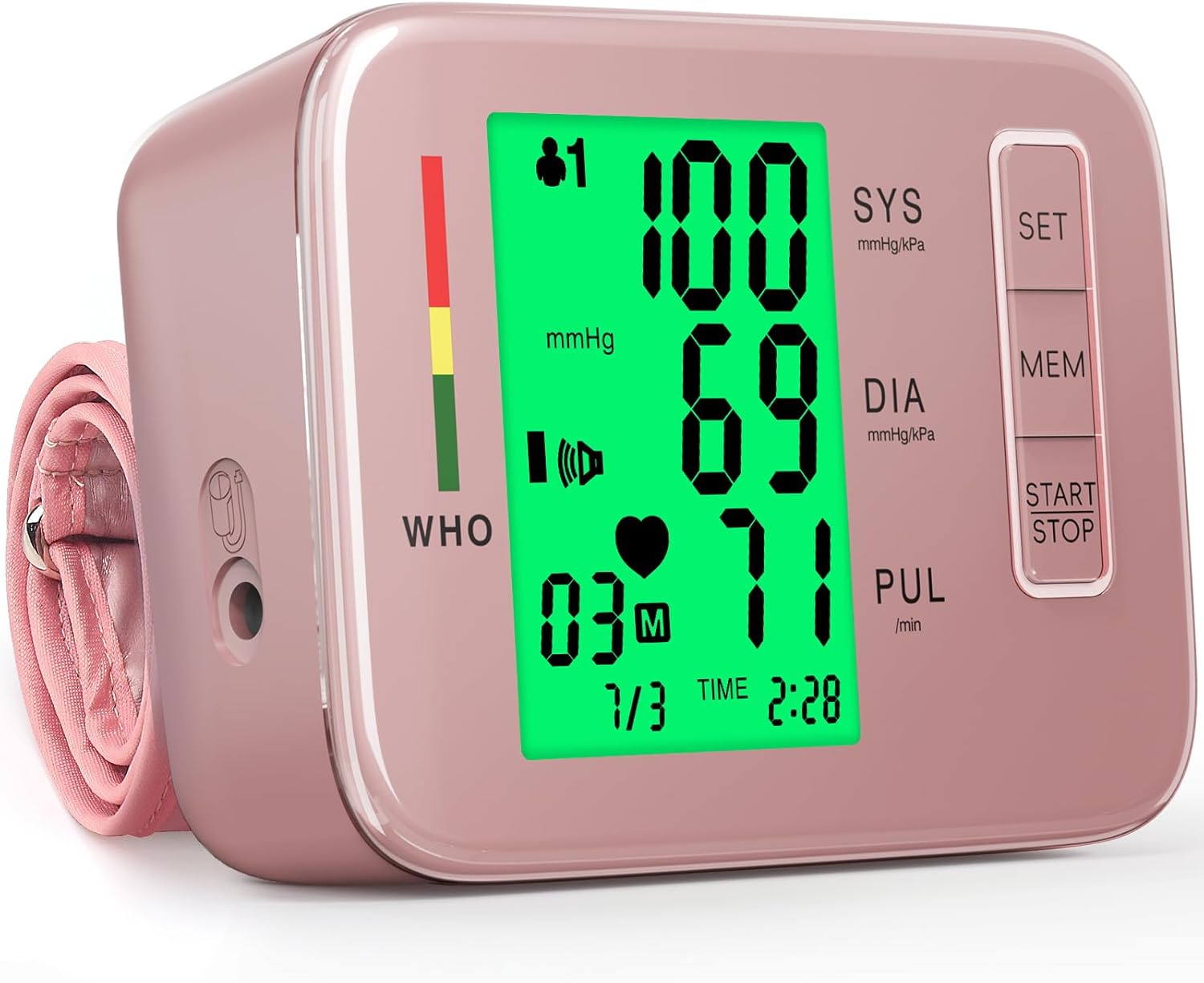 Blood Pressure Device for Upper Arm, Automatic Arm Band, 180 Memory, Voice Results

