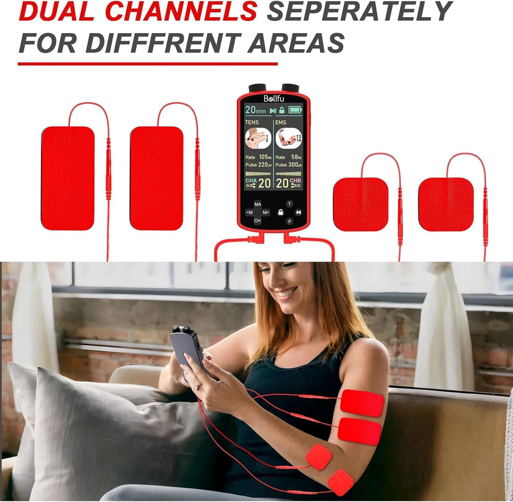 Belifu TENS EMS Muscle Stimulator for Pain Relief Therapy, 4-in-1

