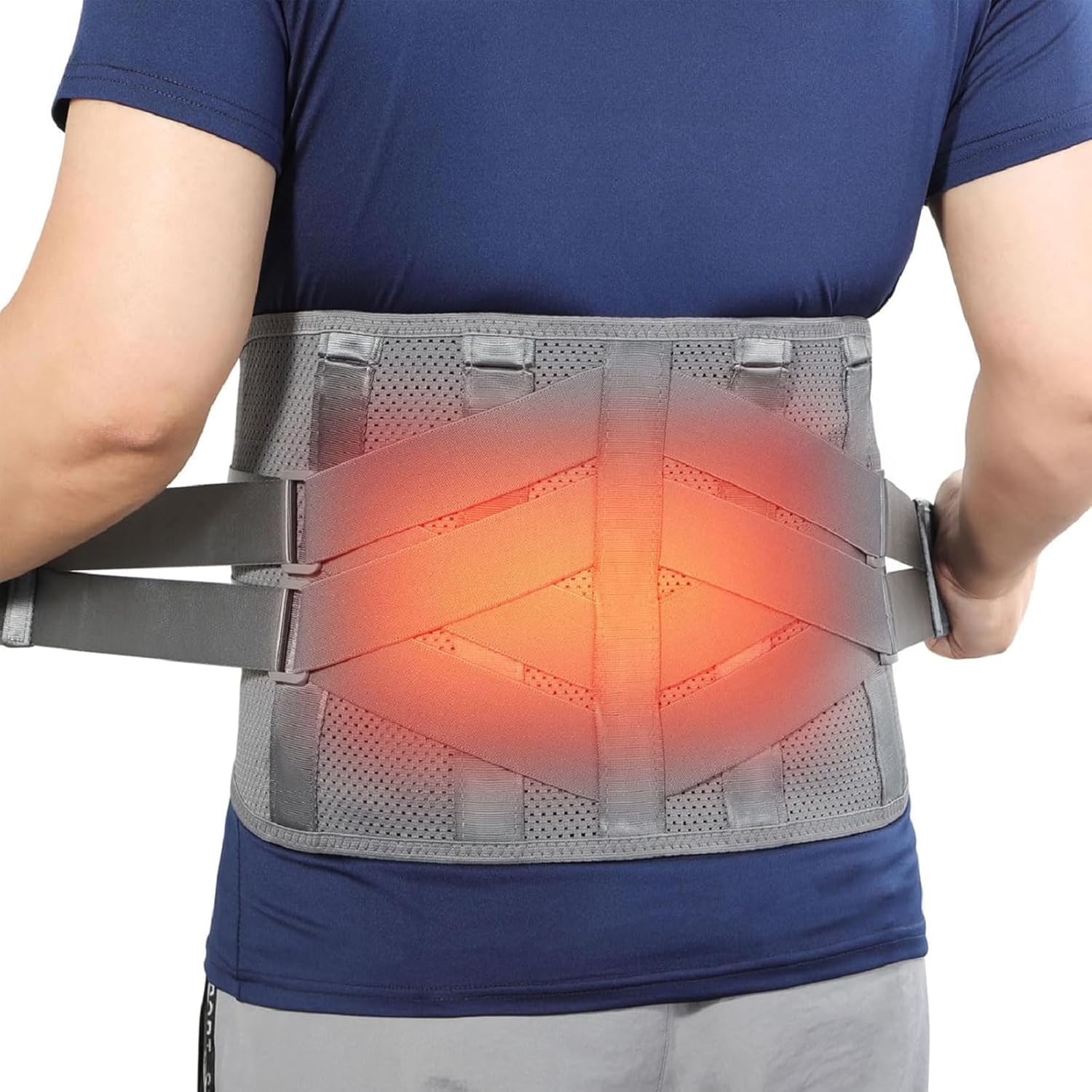 HONGJING Heated Back Support Brace with Rechargeable Battery for Lumbar Relief

