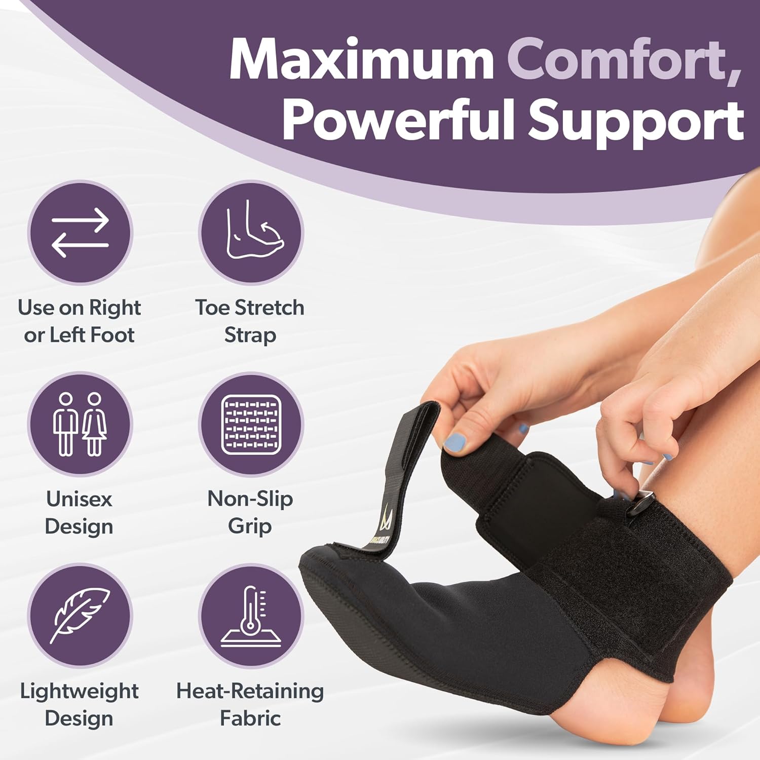 BraceAbility Plantar Fasciitis Night Splint Sock for Sleeping, Heel Pain Relief

