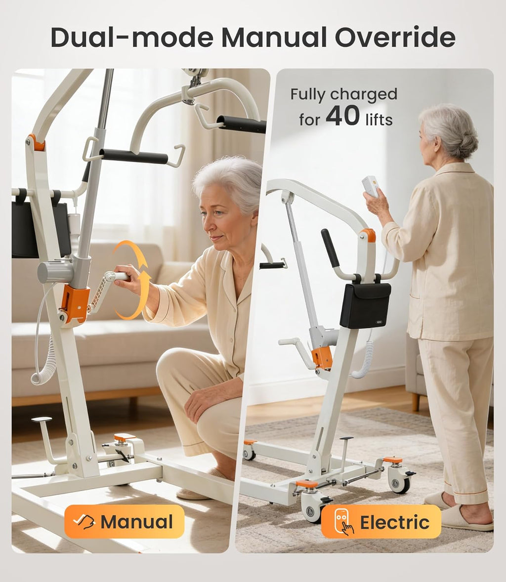 Vobic Electric Patient Lift Floor-to-Bed Transfer Aid Foldable with Mesh Sling 330 lb

