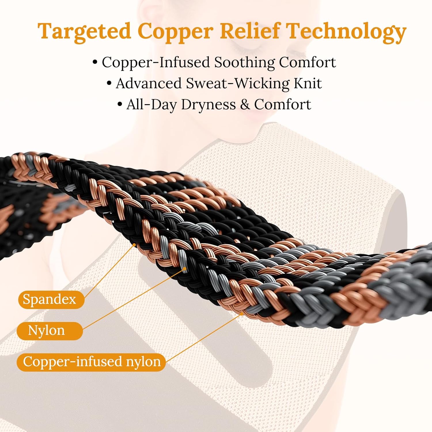 JIUFENTIAN Copper Lower Back Brace with Removable Dual Spine Rods & Therapy Pocket

