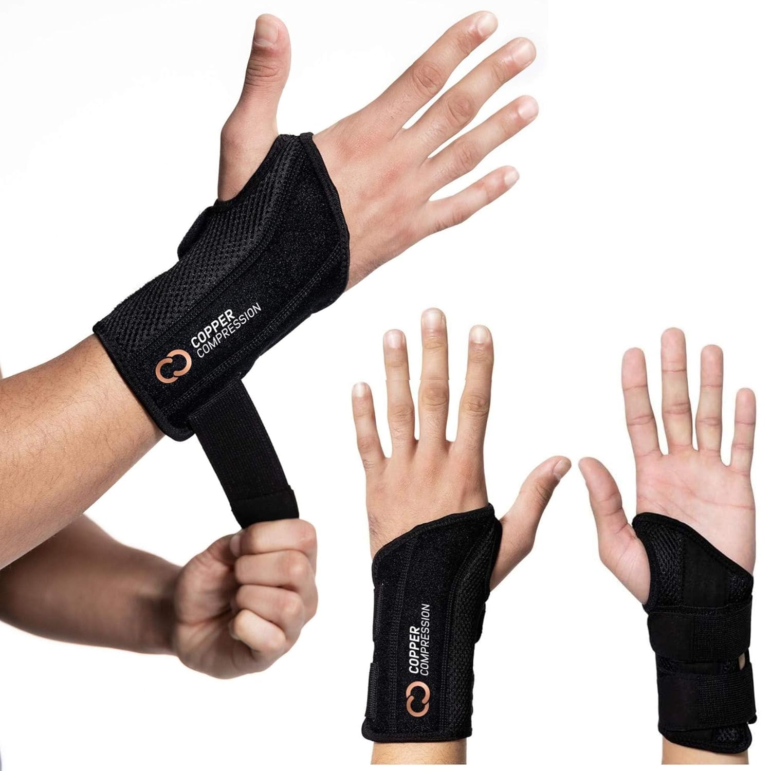 Copper Compression Copper Infused Adjustable Wrist Brace Orthopedic Support Splint

