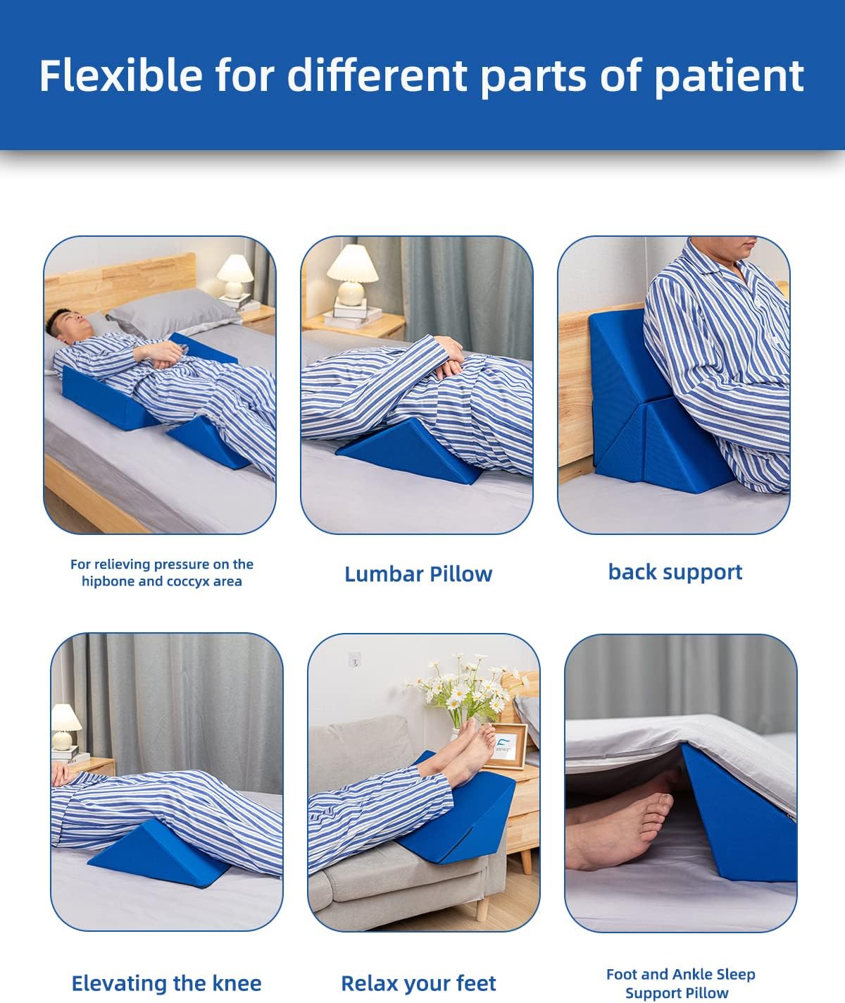 Fanwer Positioning Wedge Pillow Set for Side Sleeping, Bed Wedges Body Positioners

