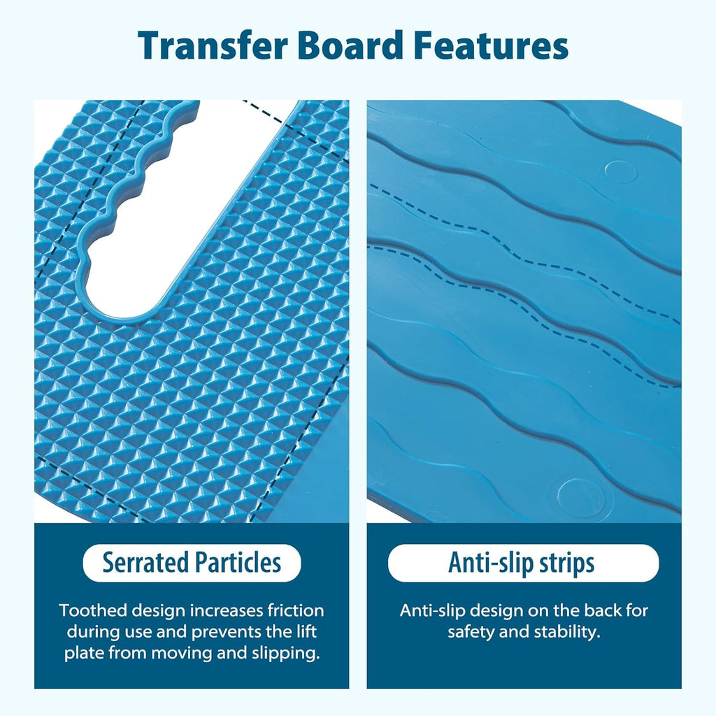 Transfer Board with Slide Sheet for Wheelchair Transfers to Bed, Toilet, Tub, Car

