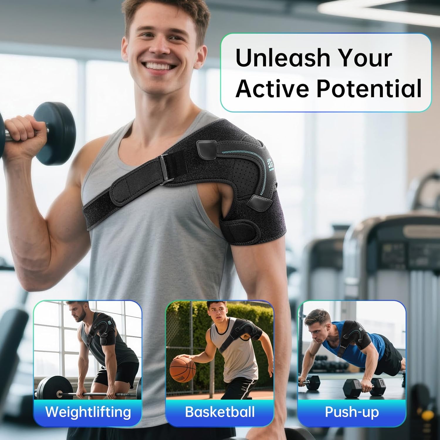 Shoulder Brace Rotator Cuff Support Arm Sling Compression Sleeve Adjustable

