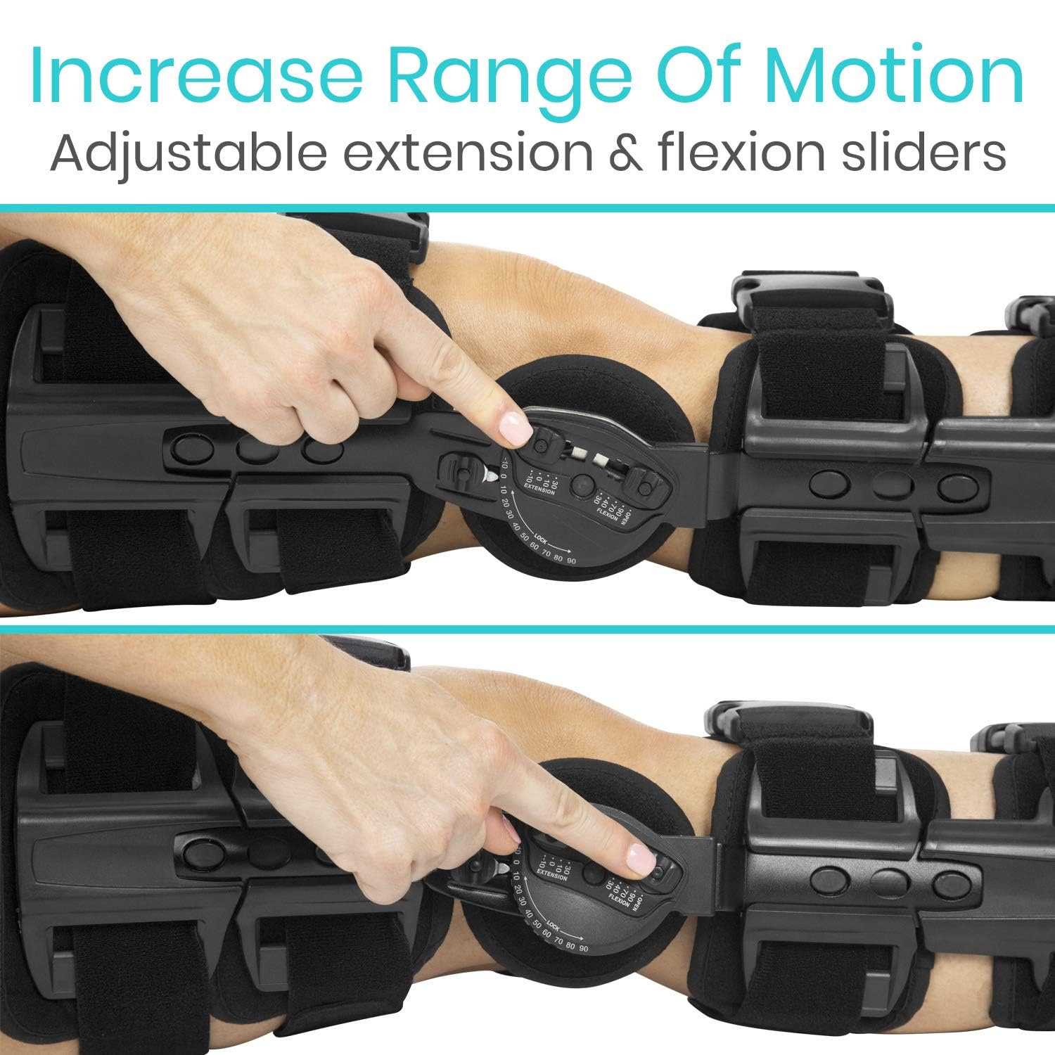 Vive ROM Hinged Knee Brace with Range of Motion Control for ACL, MCL, PCL Injuries


