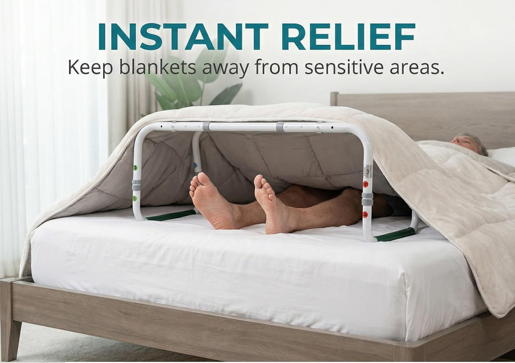 Bed Blanket Lifter Foot Bed Cradle Adjustable Height Carbon Steel Leg Recovery Strap

