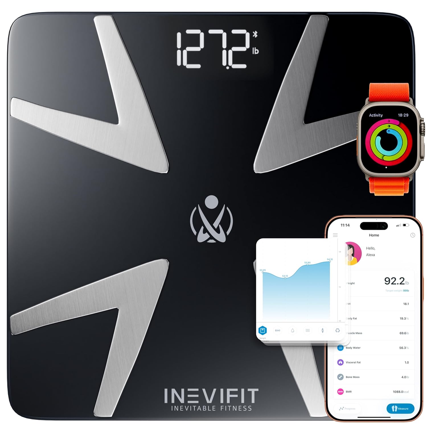 INEVIFIT Smart Body Fat Scale Bluetooth Digital Bathroom Analyzer

