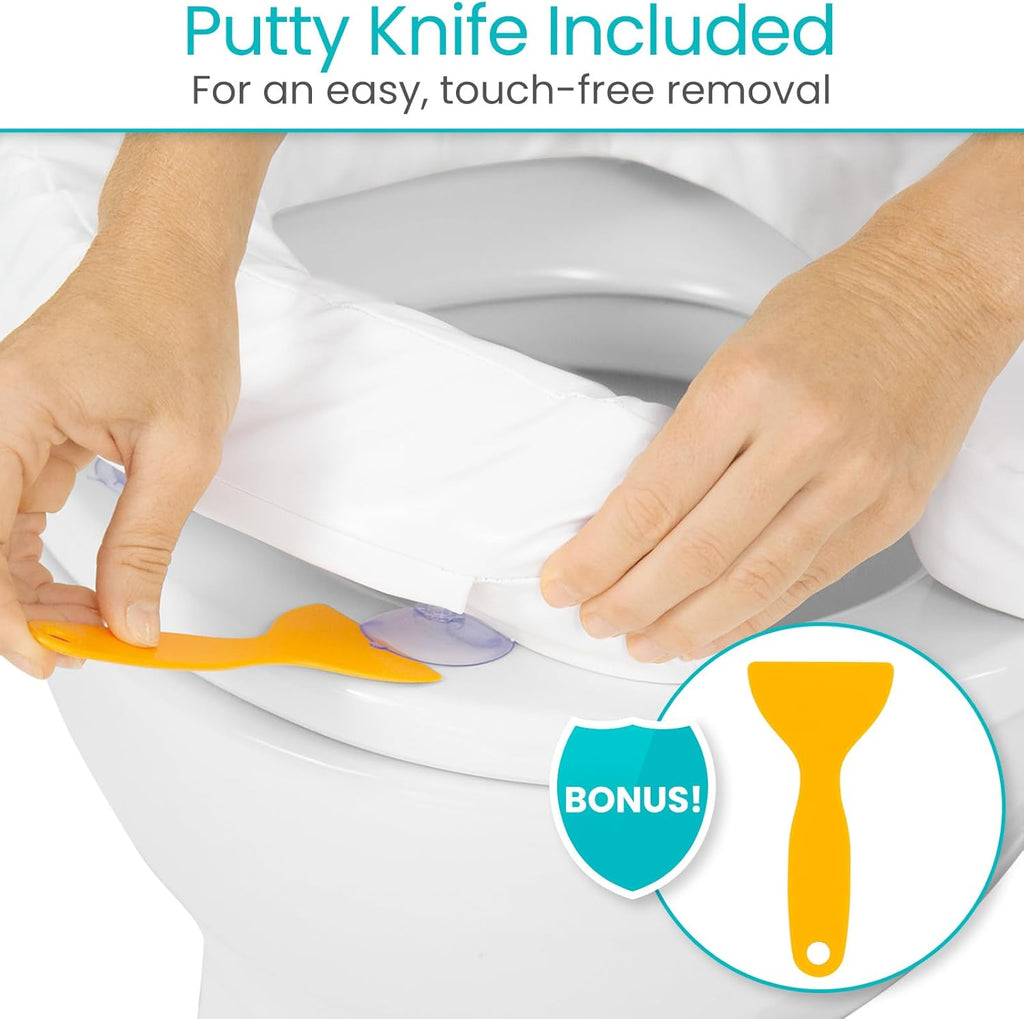 Vive Toilet Seat Pad for Elongated Standard Seats, Zippered Cover, Suction Attachment

