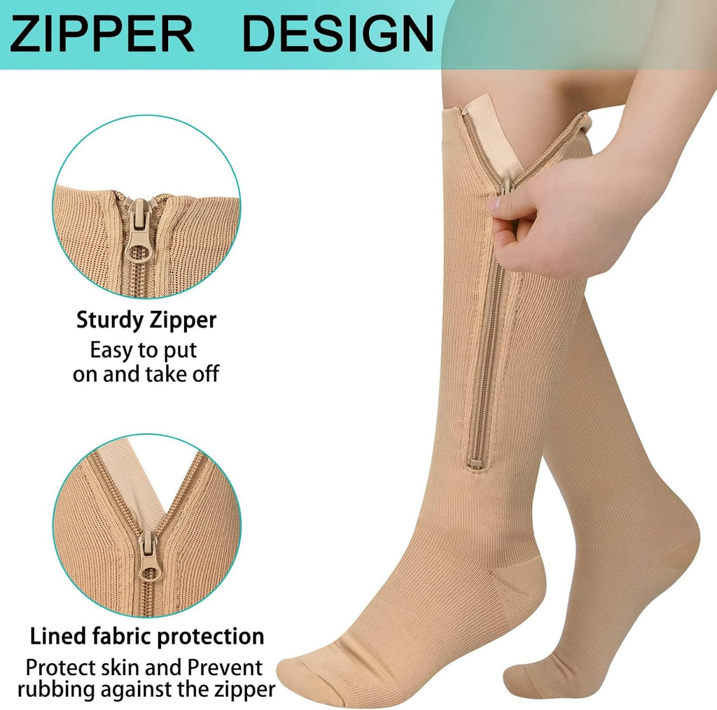 Athbavib Zipper Compression Socks Graduated Support Stockings for Women and Men

