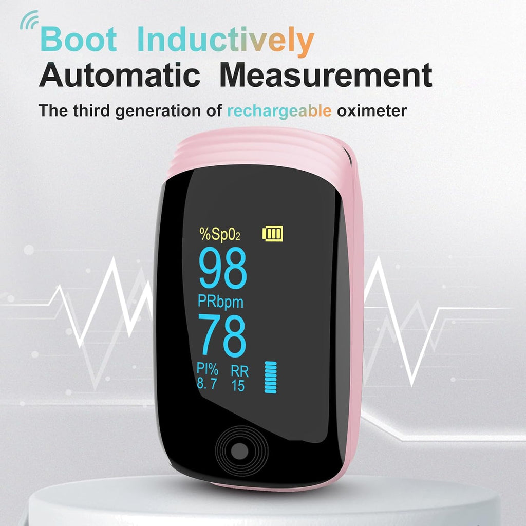 Fingertip Pulse Oximeter with SpO2, Pulse, PI & Respiration Rate, Rechargeable OLED

