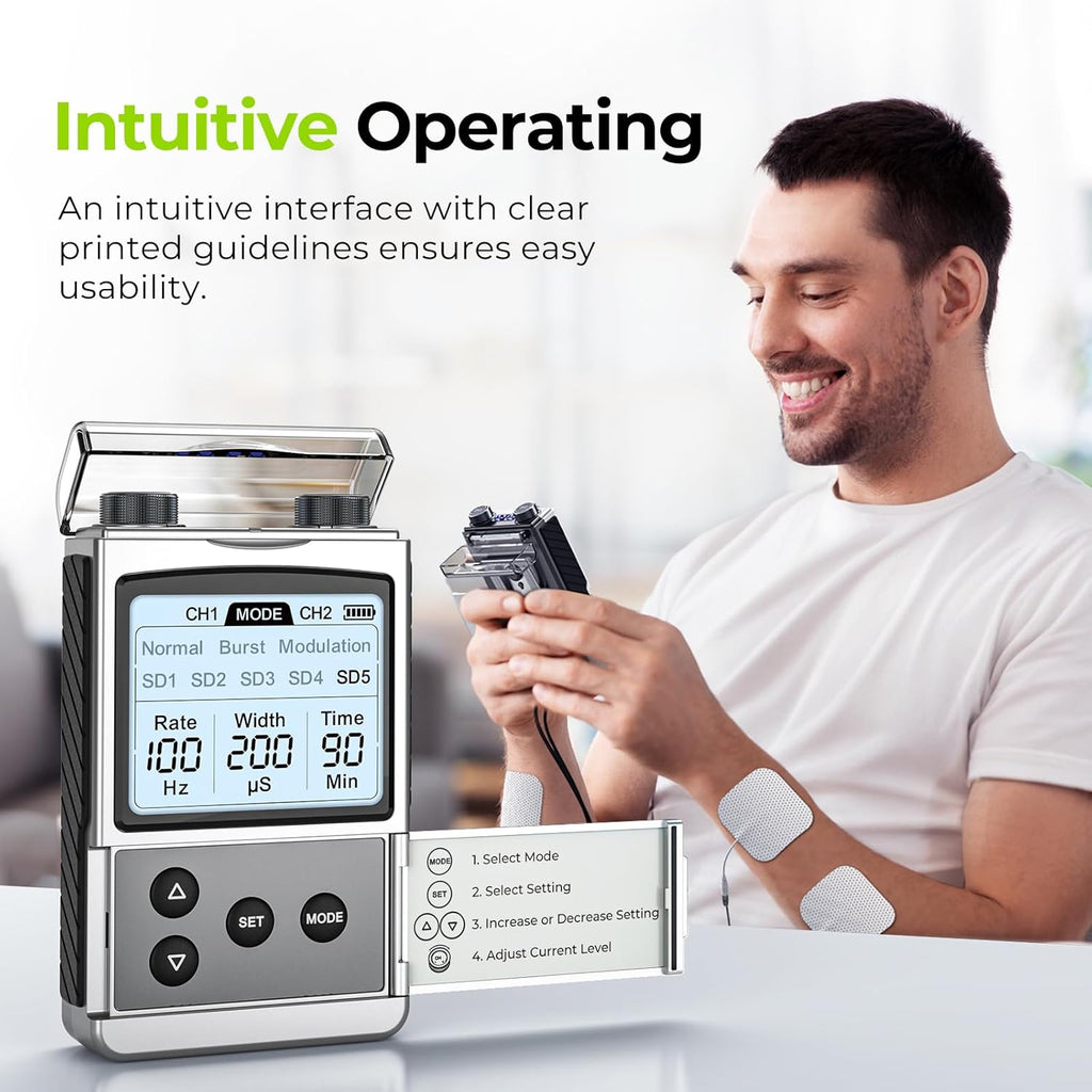 AUVON Rechargeable TENS Unit Digital Muscle Stimulator, 8 Modes, 12 Pads

