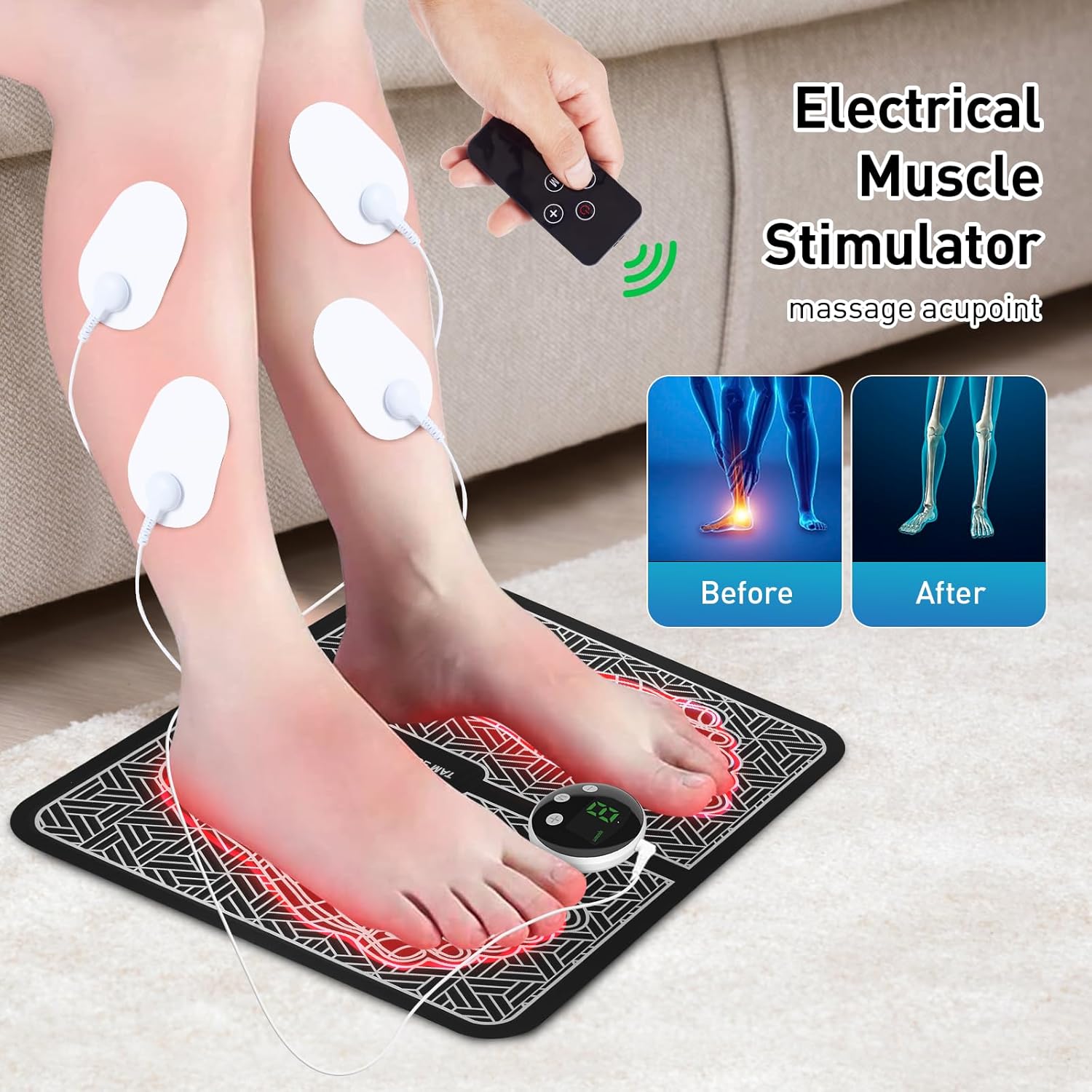 Phixnozar Electric Foot Massager Mat for Feet and Calves

