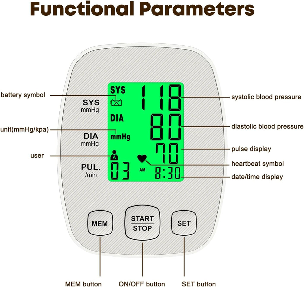 Arm Blood Pressure Monitor with 2 Arm Wraps, Pediatric/Adult Size Range

