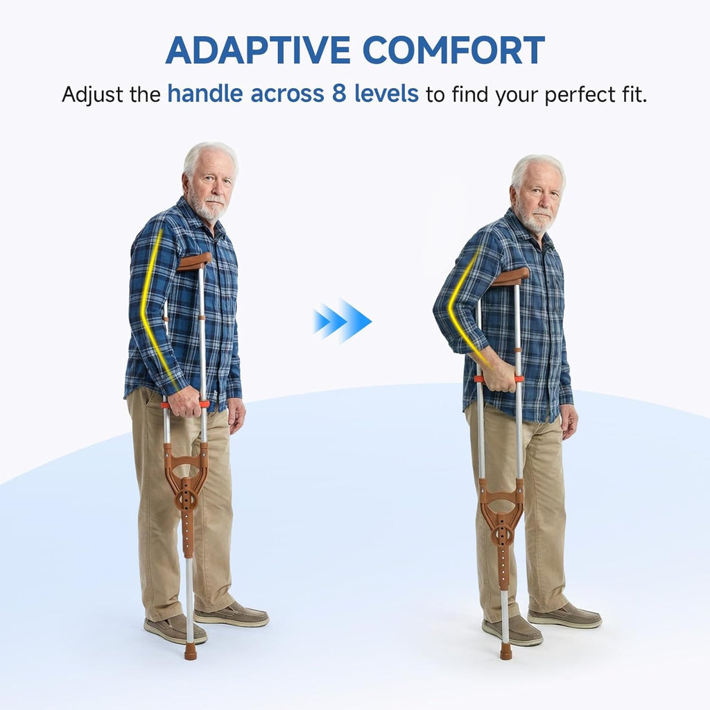 Loyoda Adjustable Underarm Crutch with Dual Height Adjustment and Shock Absorption

