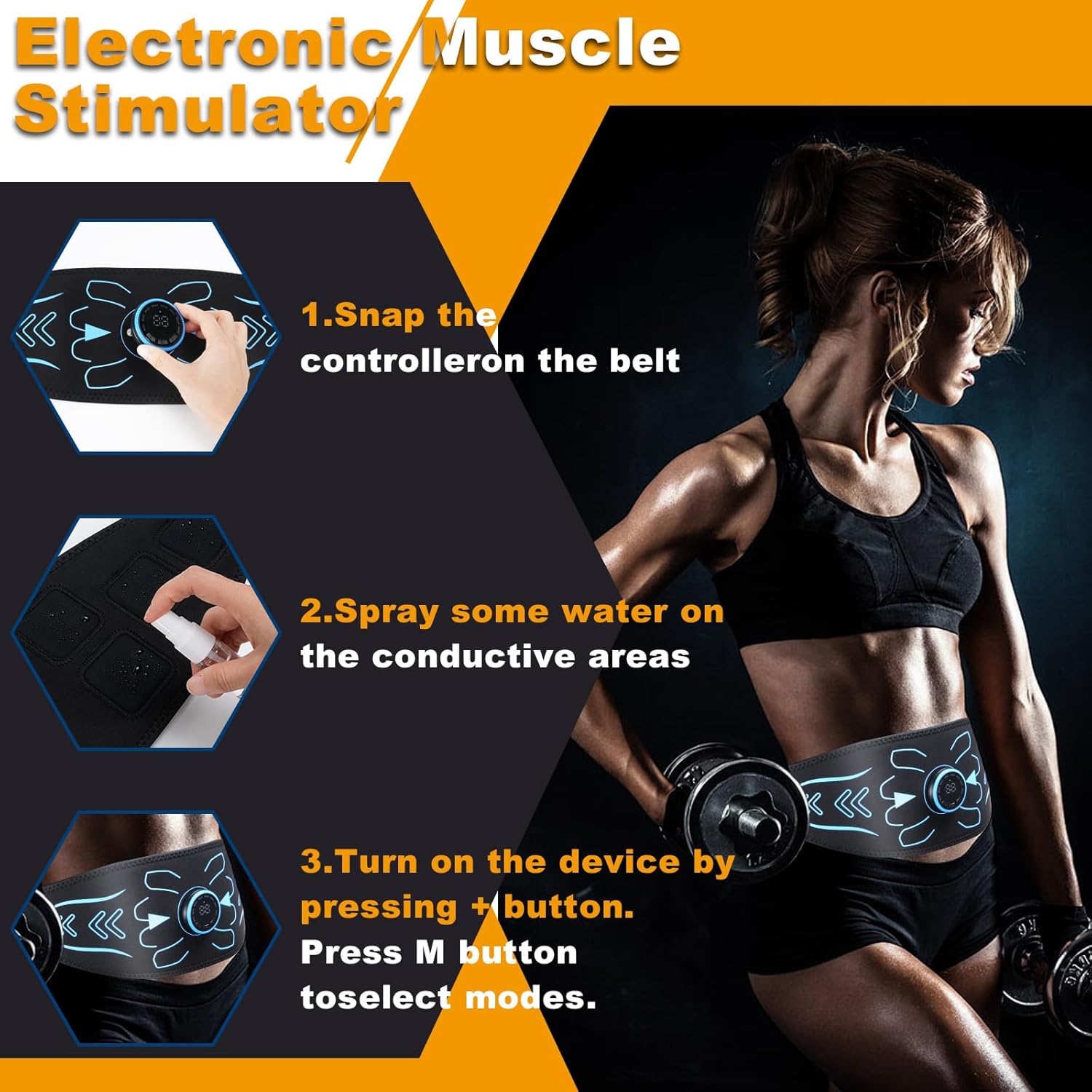 Electronic Muscle Stimulator EMS for Abdominal Toning, 8 Modes

