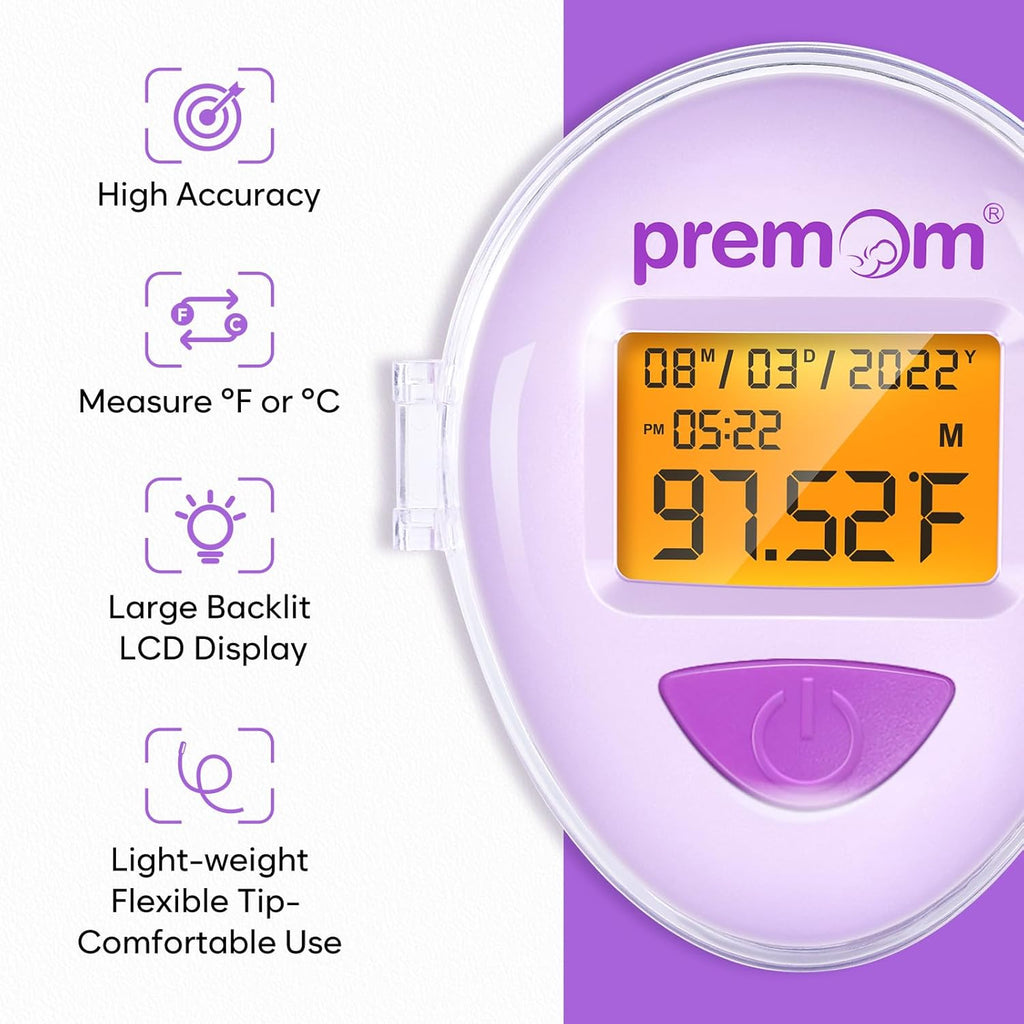 Premom Smart Basal Body Thermometer for Ovulation, Long-Tip Digital BBT EBT-380

